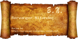 Bervanger Nikander névjegykártya